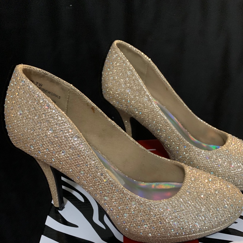 Gold shimmer heels